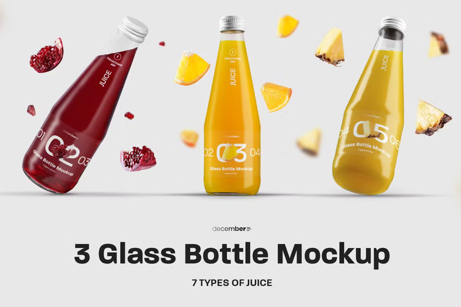 6135 创意设计高品质玻璃果汁瓶模型样机-Mockup Glass Juice Bottle