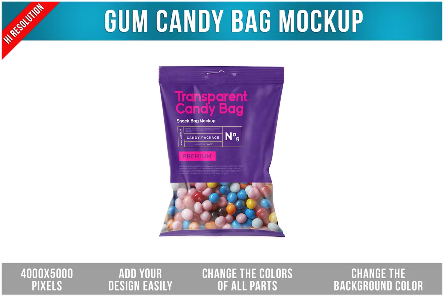 6141 口香糖糖果袋模型样机-Gum Candy Bag Mockup