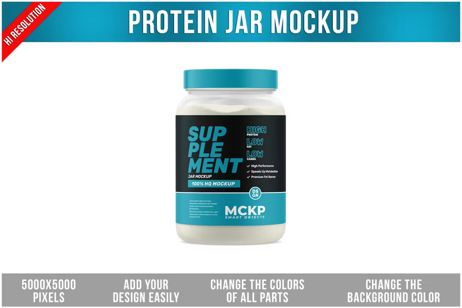 6144 高品质创意蛋白质罐子模型样机-Protein Jar Mockup