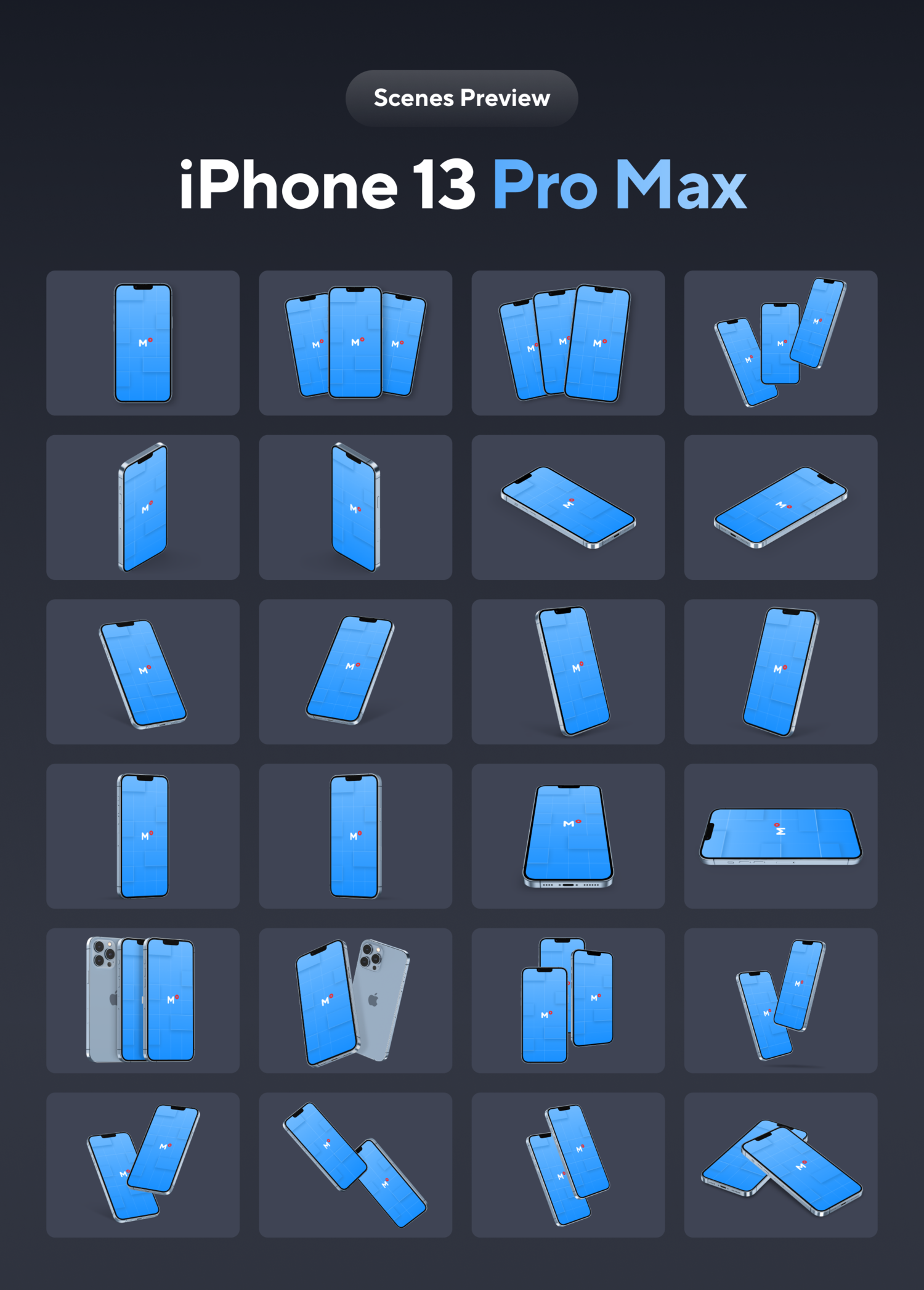 6185 24个最受欢迎的苹果13Pro Max手机模型样机-24 Most Popular iPhone 13 Pro Max Mockups