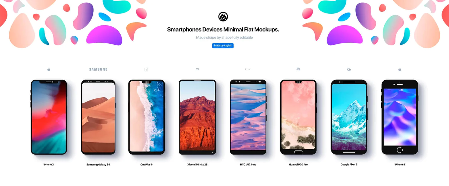 6196 8个智能手机设备样机-8 Minimal Smartphones Mockup
