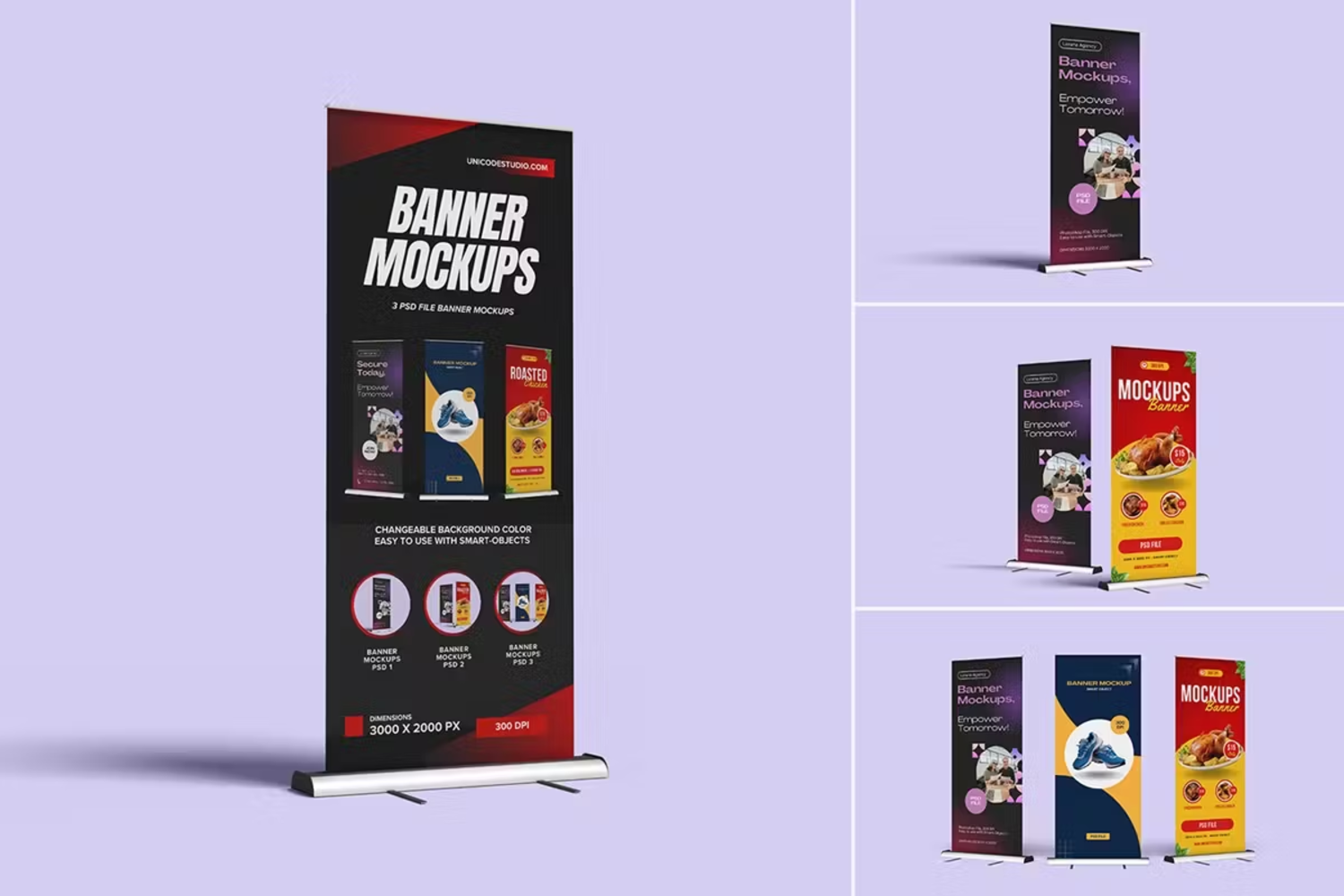 6208 专业逼真横幅展示模型样机-Roll Up Banner Mockups