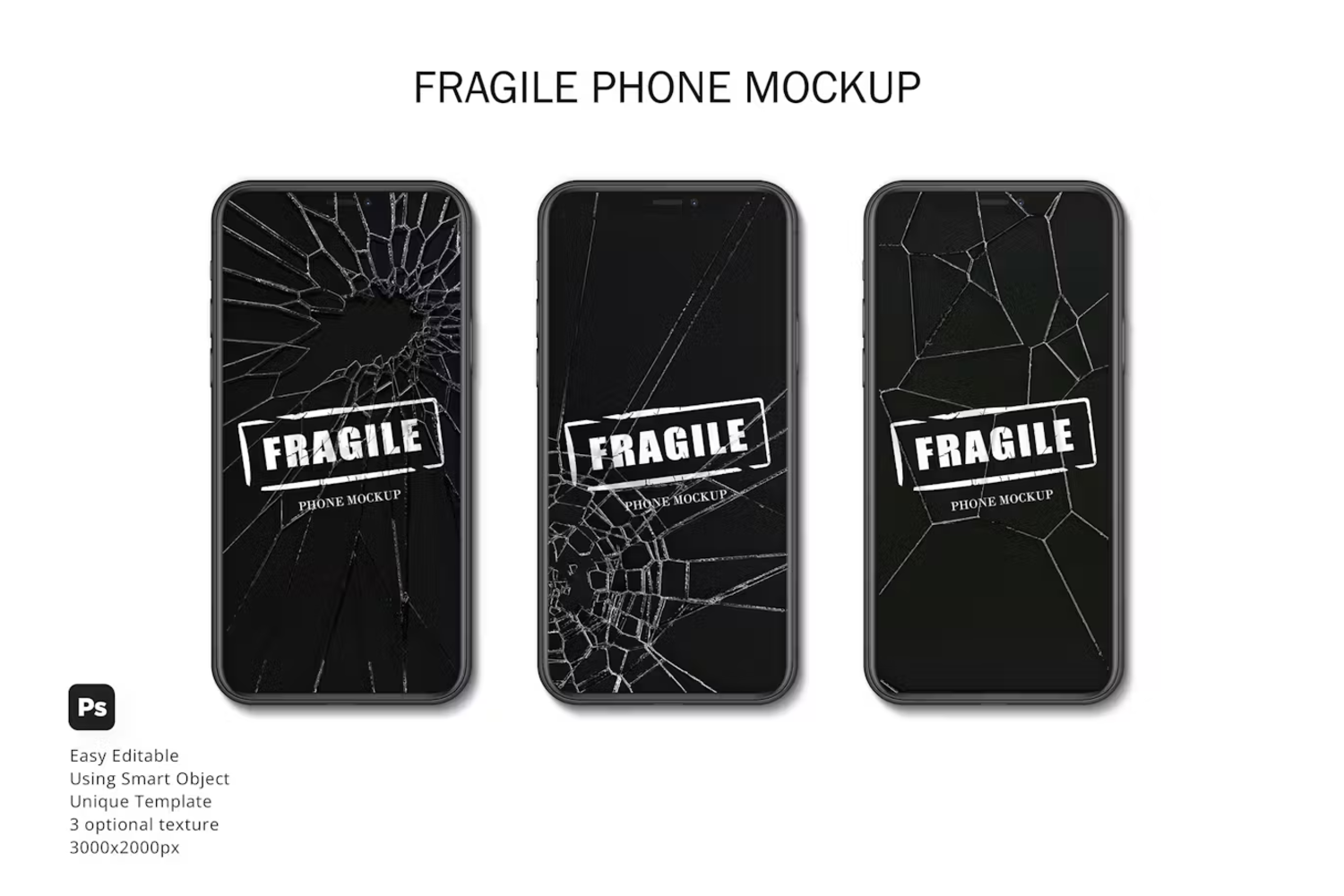 6211 独特创意易碎手机模型样机-Fragile Phone Mockup