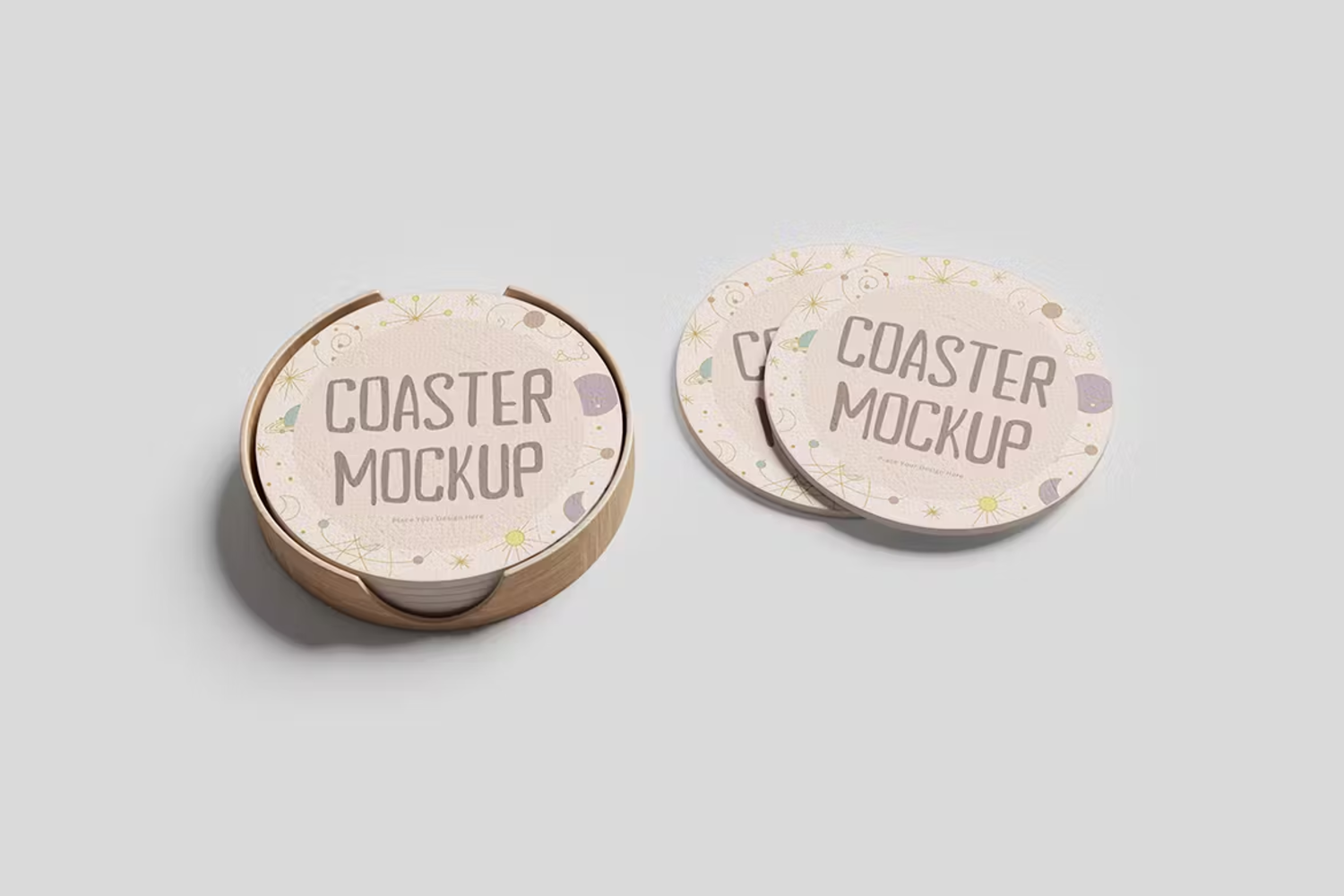 6218 定制创意杯垫样机展示模型-Coaster Mockup