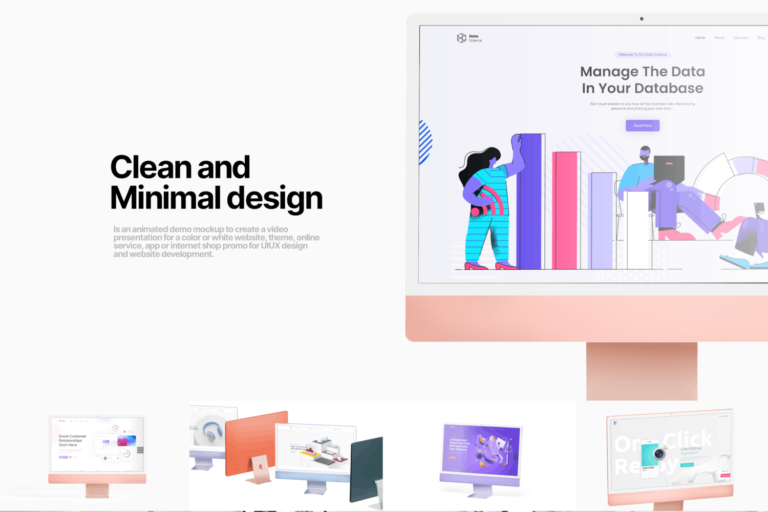 6247 彩色iMac电脑显示器样机-Colorful Desktop Mockups