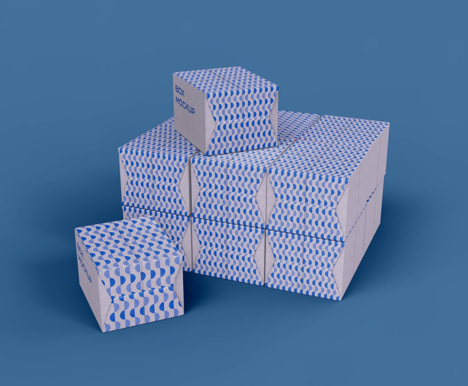 6254 堆放的纸箱纸盒包装设计样机素材-Box Mockup
