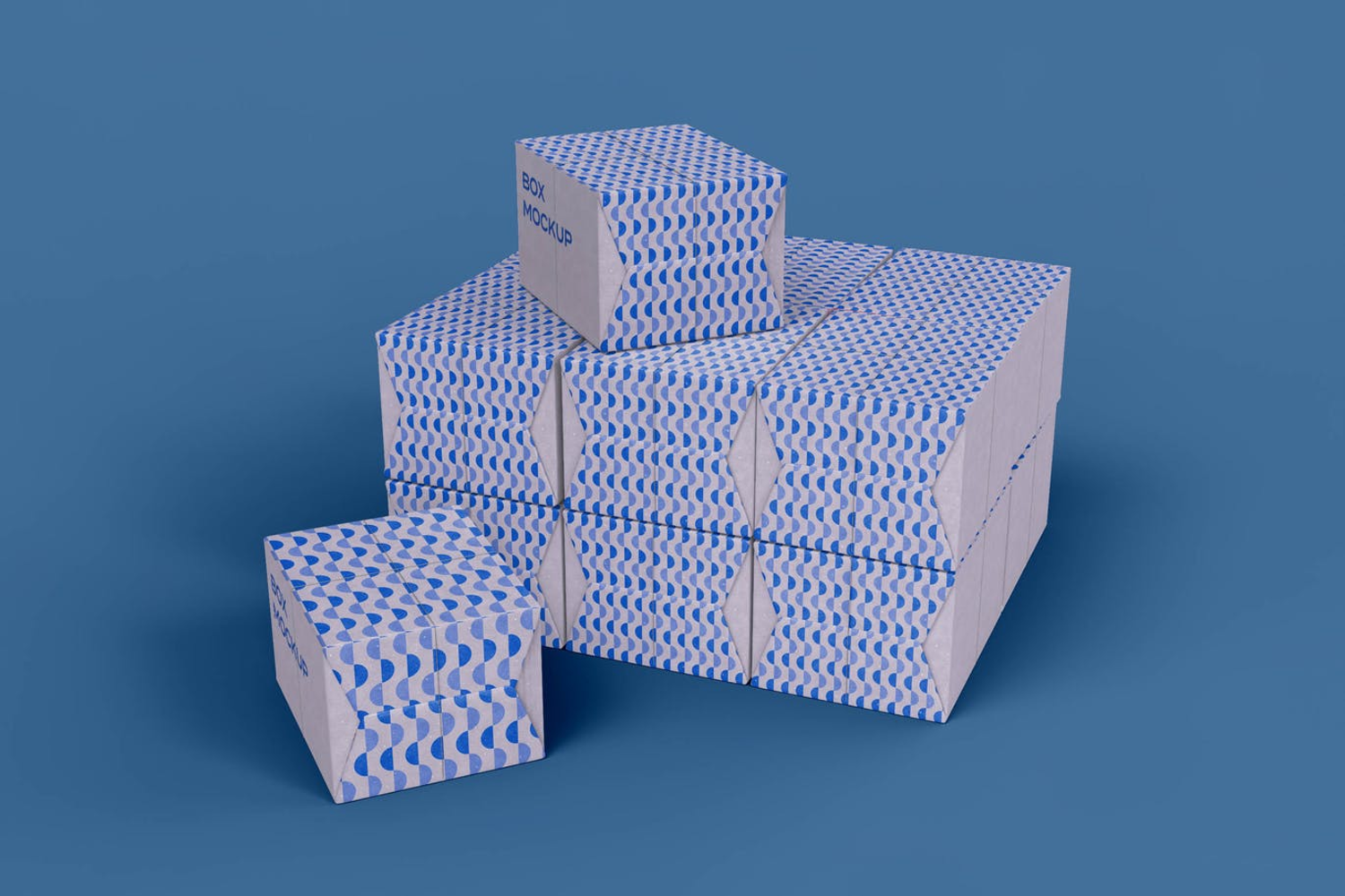 6254 堆放的纸箱纸盒包装设计样机素材-Box Mockup