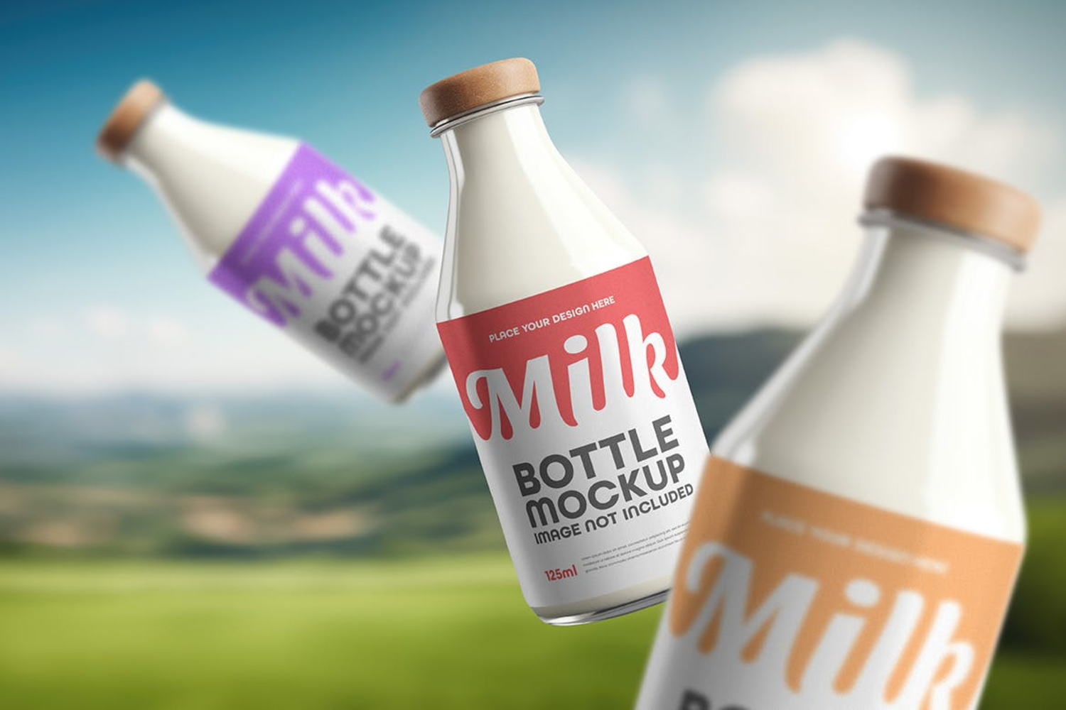 6261 干净简约布局的玻璃奶瓶模型样机-Milk Bottle Mockup