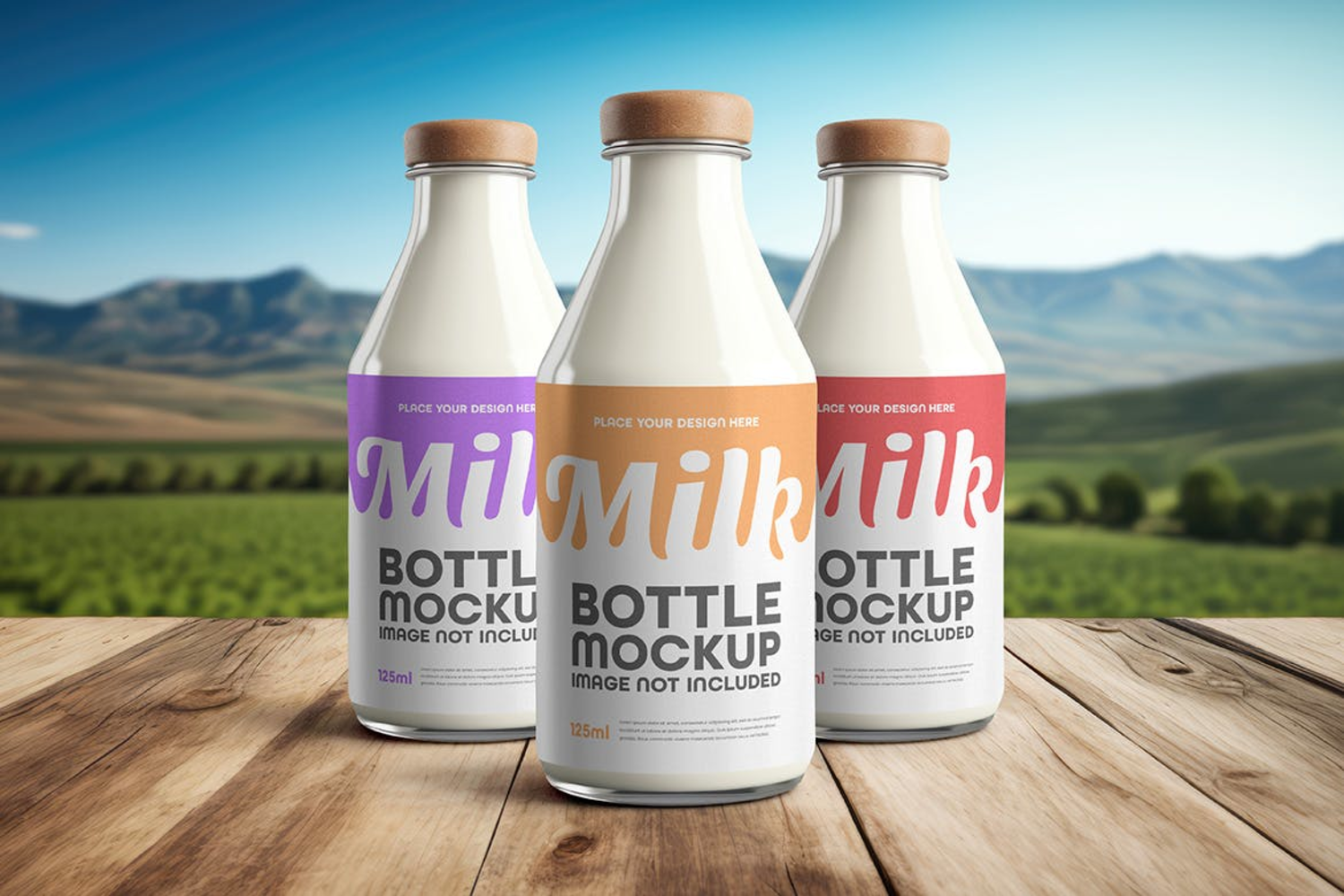 6261 干净简约布局的玻璃奶瓶模型样机-Milk Bottle Mockup