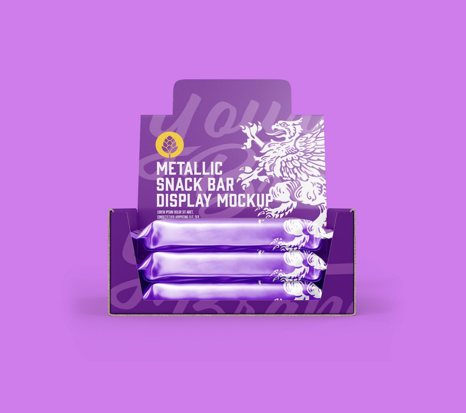 6262 高级感士力架产品包装样机-metallic snack bars-display box mockup