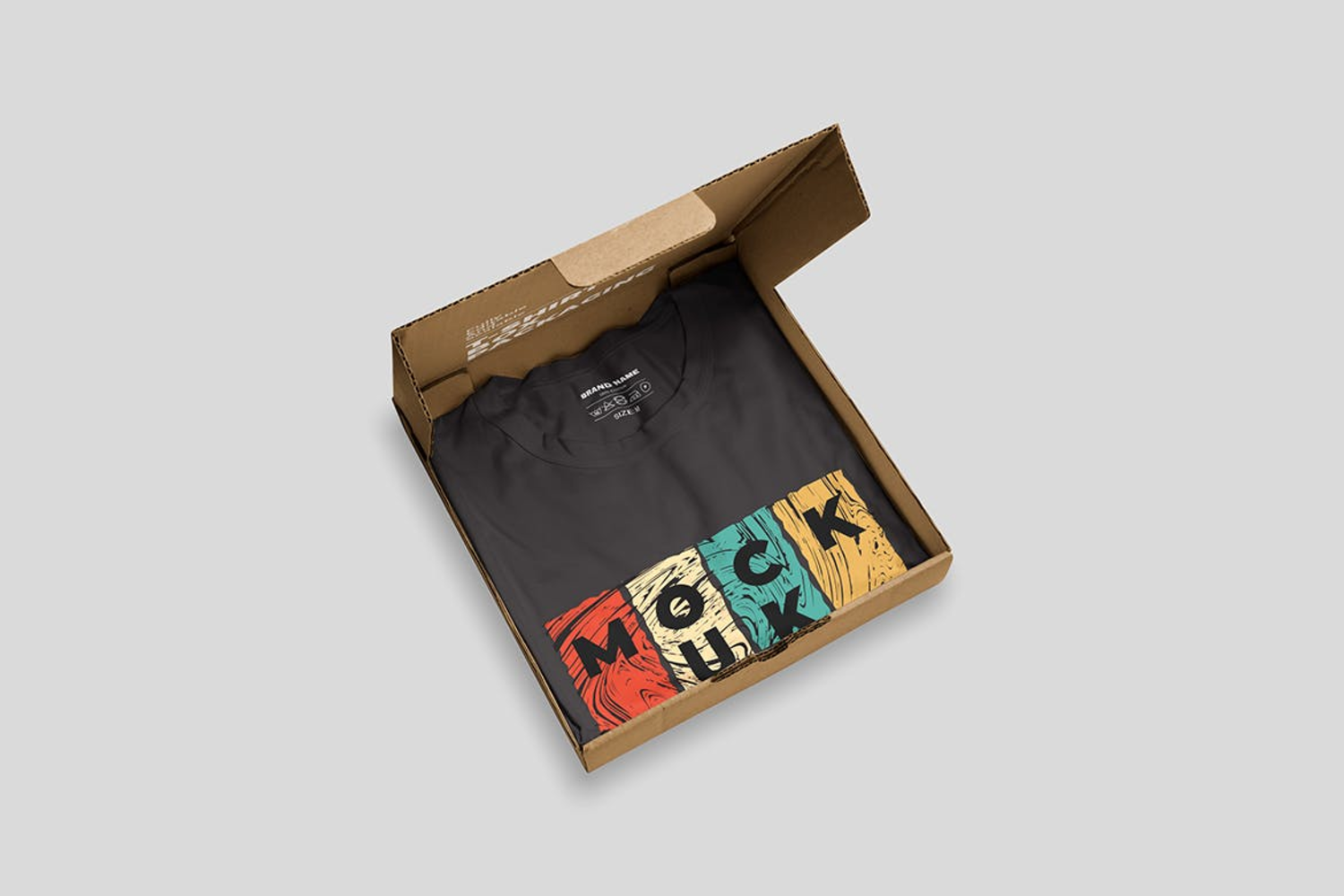 6274 创意个性化折叠T恤盒包装设计样机-Folding T-shirt box packaging design mockup