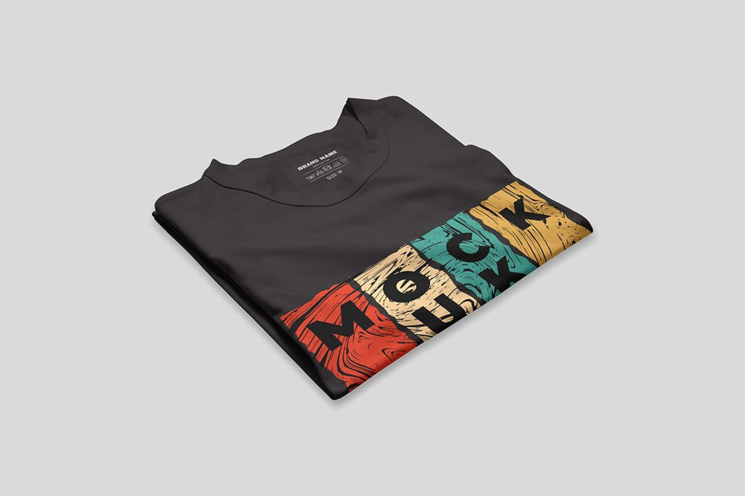 6276 折叠T恤服装时尚设计样机-Folded T-shirt clothing fashion design mockup