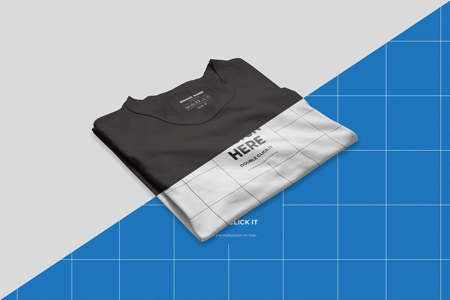6276 折叠T恤服装时尚设计样机-Folded T-shirt clothing fashion design mockup