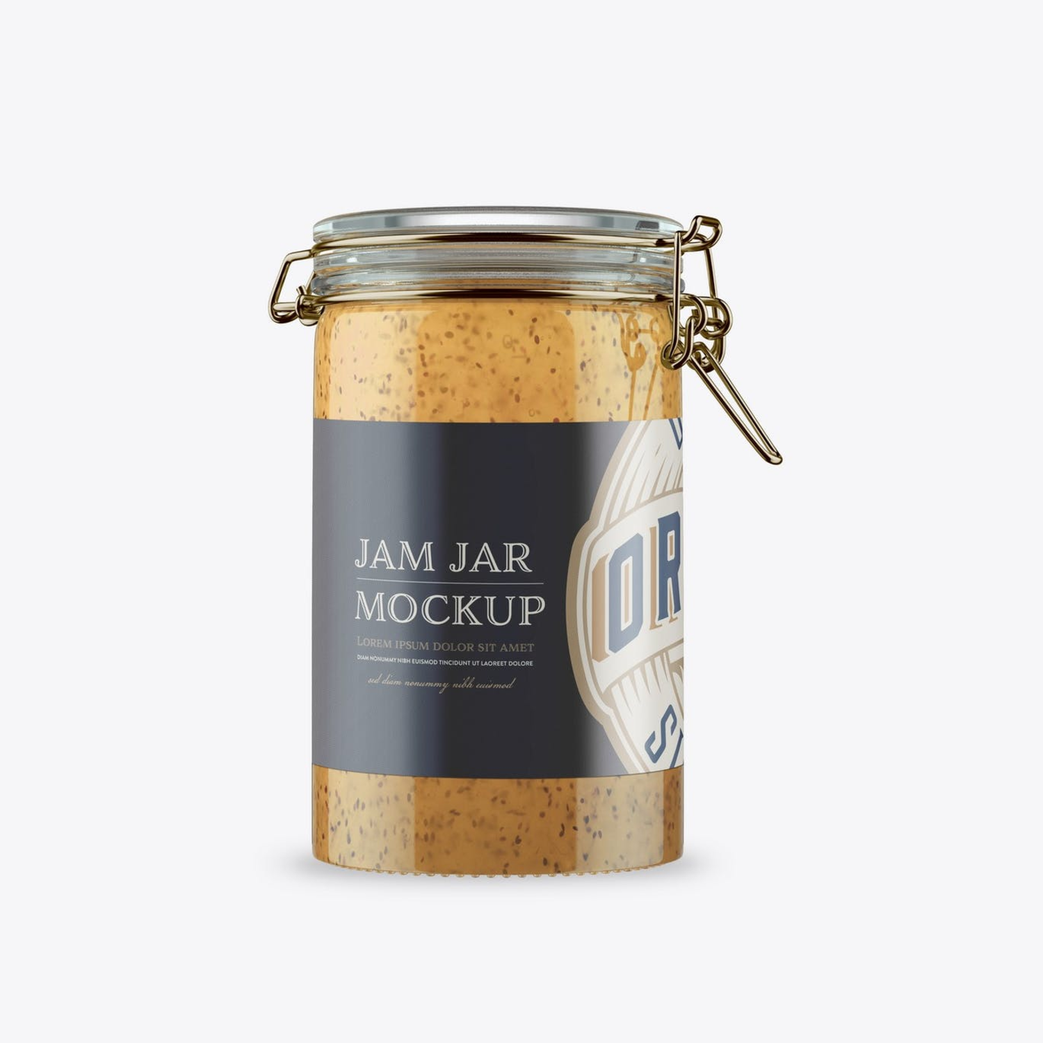 6282 猕猴桃果酱罐包装设计样机psd模板 Kiwi Jam in Classic Jar Mockup