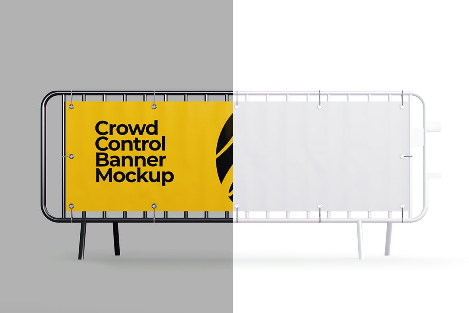 6290 多功能高品质人群围栏横幅样机-crowd control banner mockup