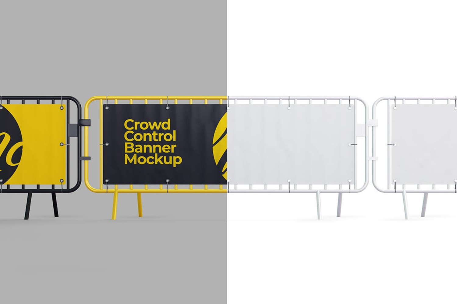 6290 多功能高品质人群围栏横幅样机-crowd control banner mockup