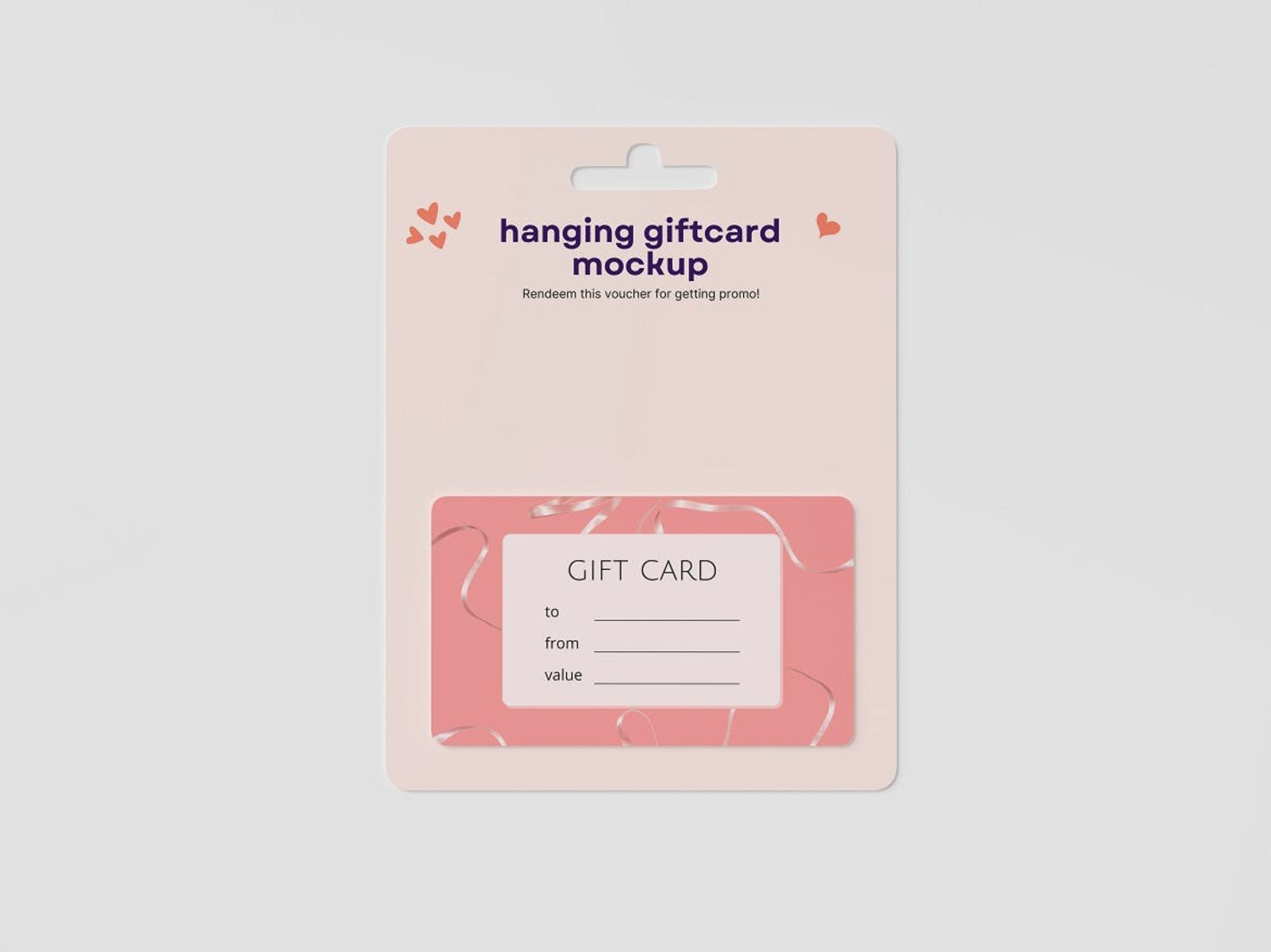 6293 环保材料挂耳礼品卡设计展示样机-hanging giftcard mockup