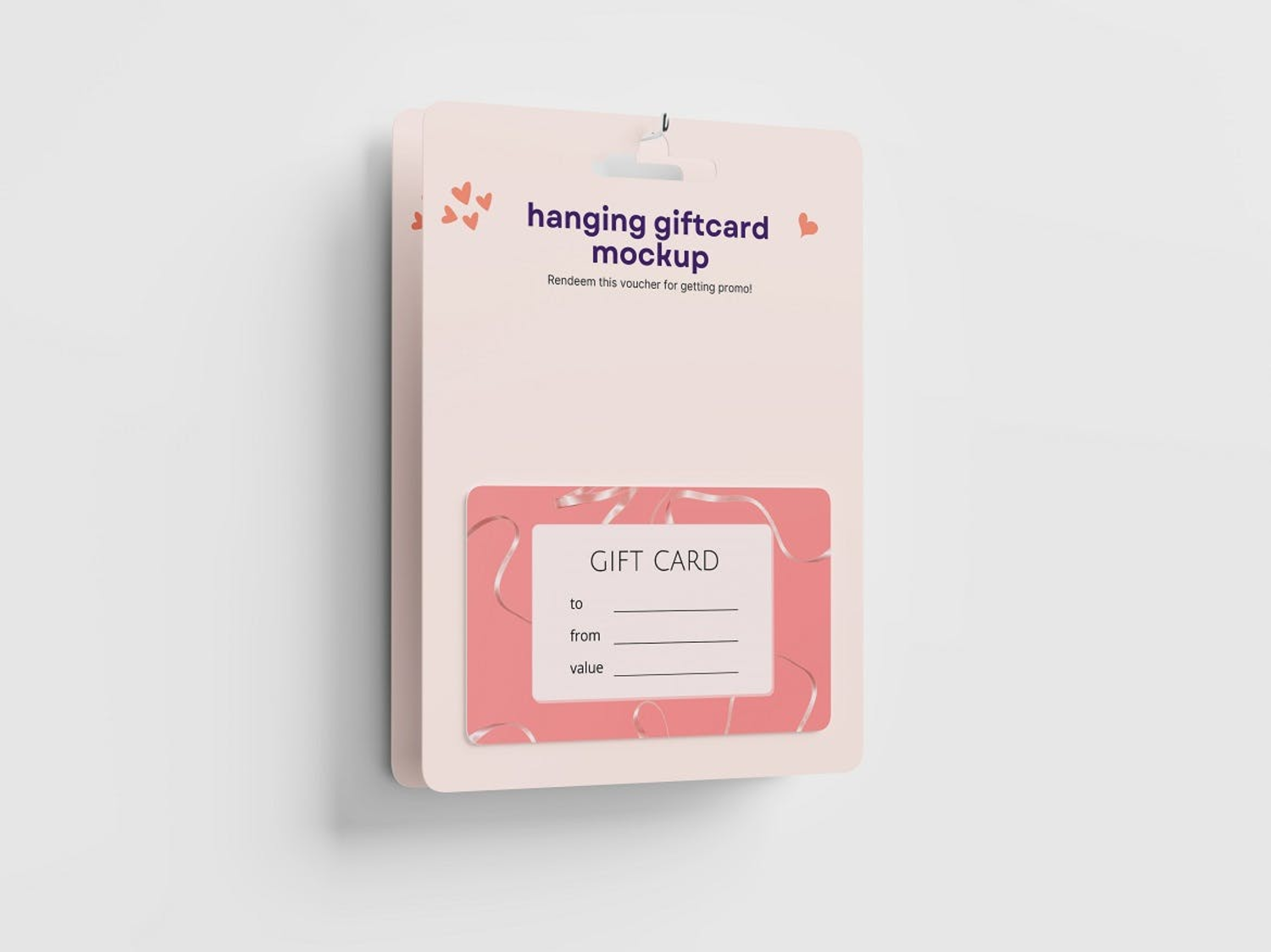 6293 环保材料挂耳礼品卡设计展示样机-hanging giftcard mockup