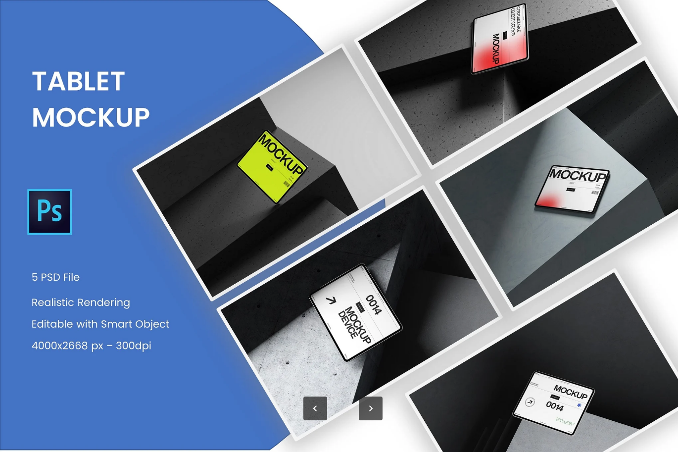 【设计师必备】极简风平板PSD样机 高清可编辑分层文件 商业用途Minimal Tablet Mockup-果觅网