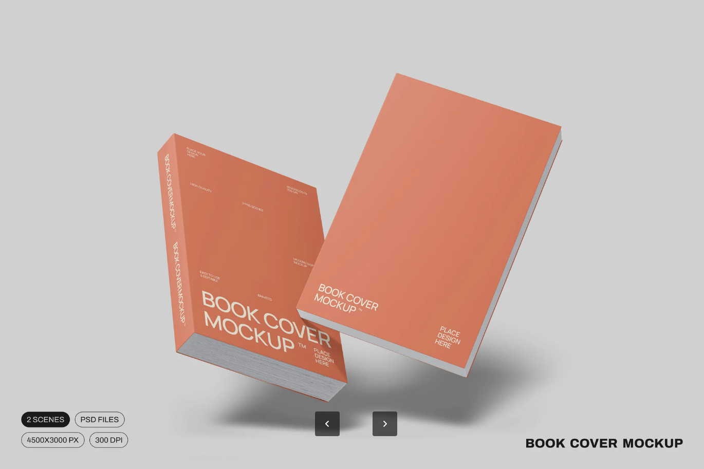 可编辑书籍封面样机PSD模板 高清多角度展示 设计师专用商业用途Book Cover Mockup-果觅网