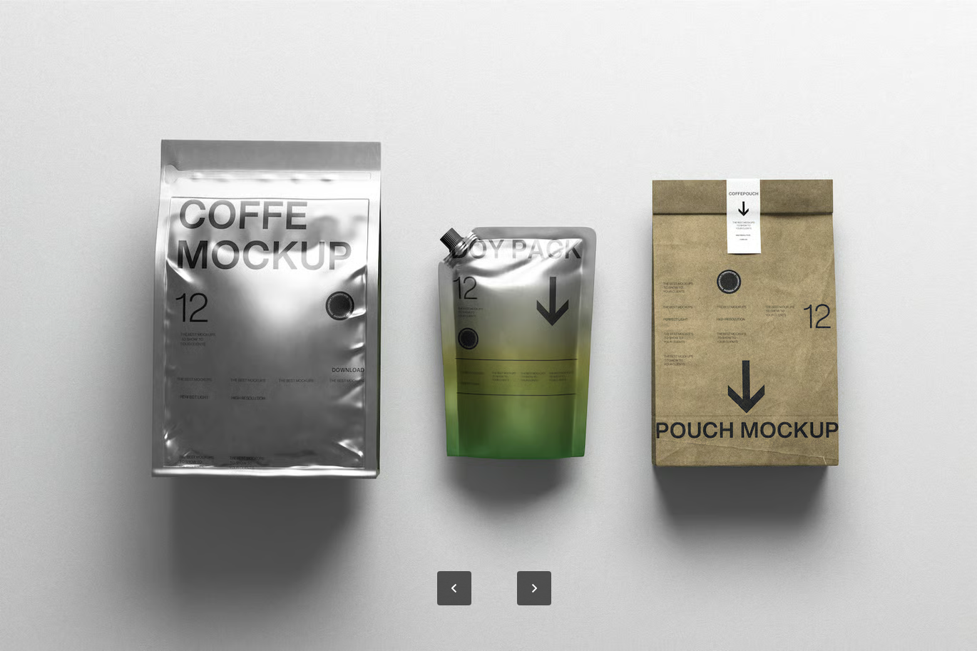 G6327 商用咖啡包装PSD样机高清分层食品袋设计可编辑模板素材Coffee Packaging Pouch Mockup