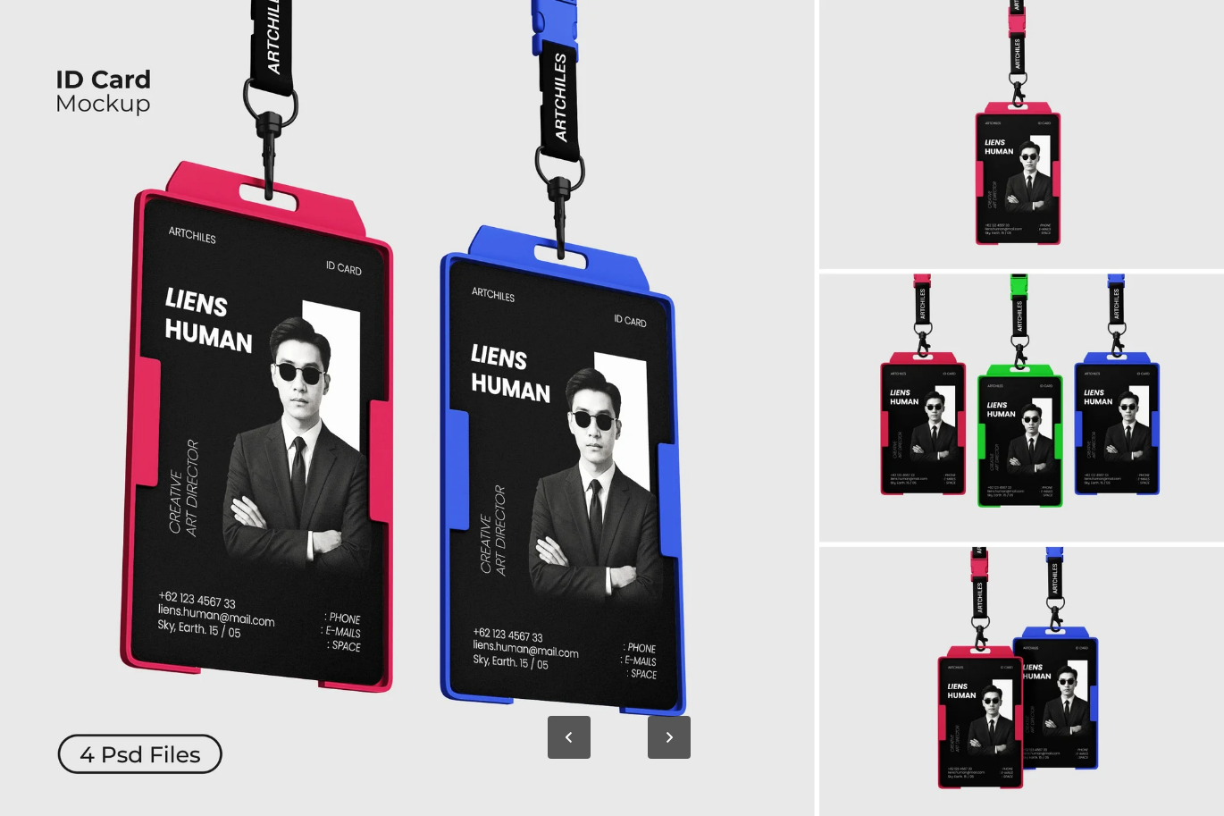 ID卡样机PSD分层模板可编辑证件设计高端质感智能对象素材ID Card Mockup-果觅网
