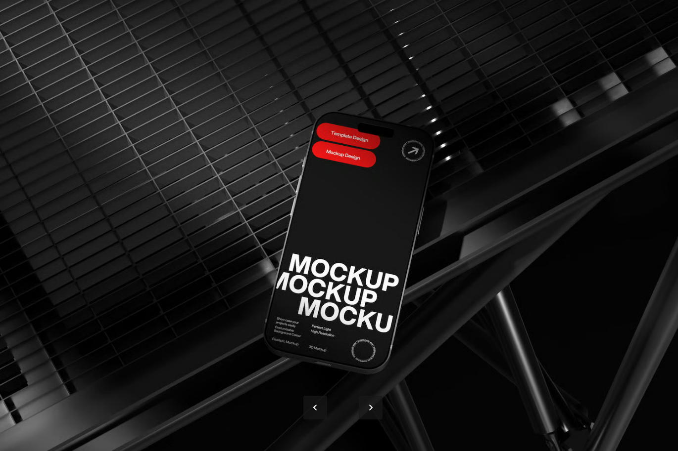 PSD样机暗黑风智能手机透视Mockup分层素材设计师专用Dark Perspective Smartphone Mockup-果觅网