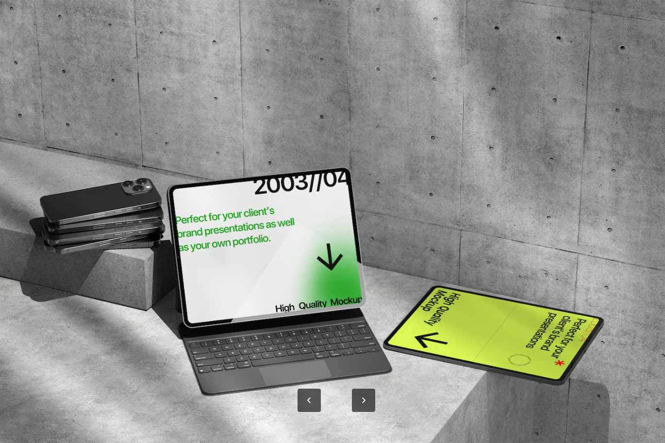 PSD分层可编辑平板键盘样机UI设计3D场景展示模板Tablet Mockup with Keyboard Scene-果觅网
