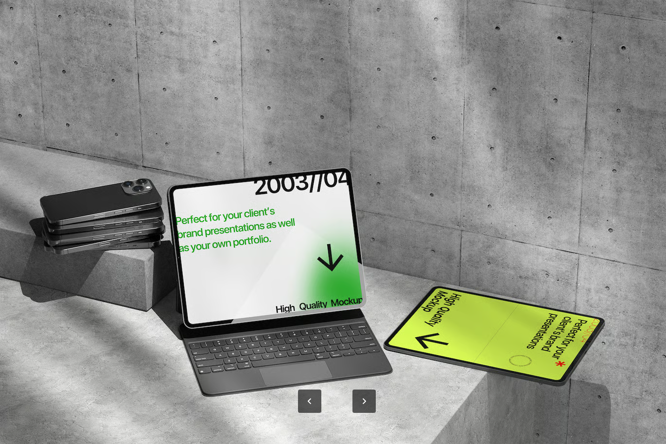 G6343 PSD分层可编辑平板键盘样机UI设计3D场景展示模板Tablet Mockup with Keyboard Scene