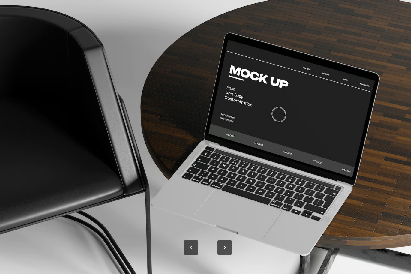 4K高清笔记本电脑PSD分层样机圆桌场景设计素材Laptop Mockup on Round Table-果觅网