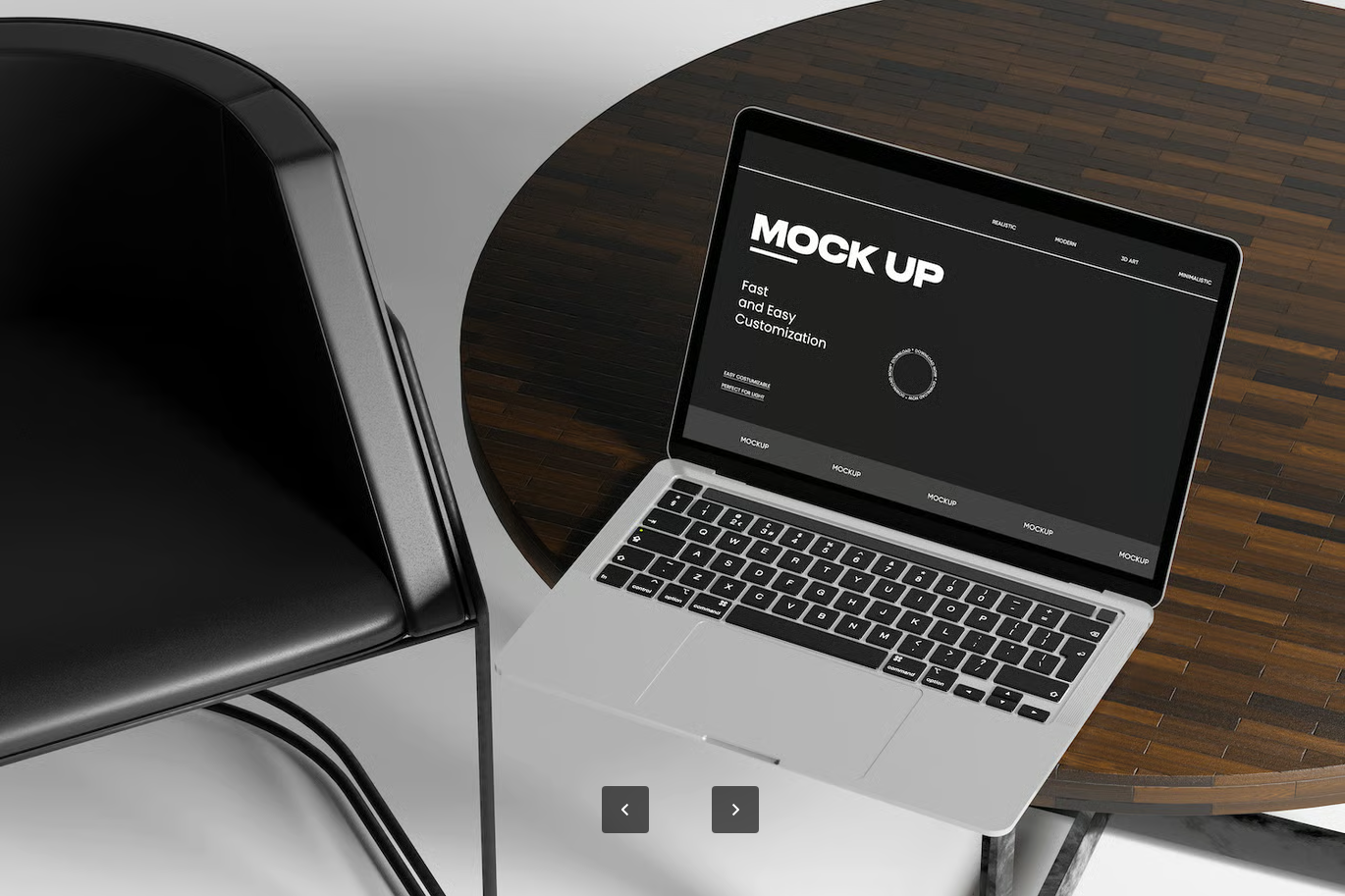 G6345 4K高清笔记本电脑PSD分层样机圆桌场景设计素材Laptop Mockup on Round Table