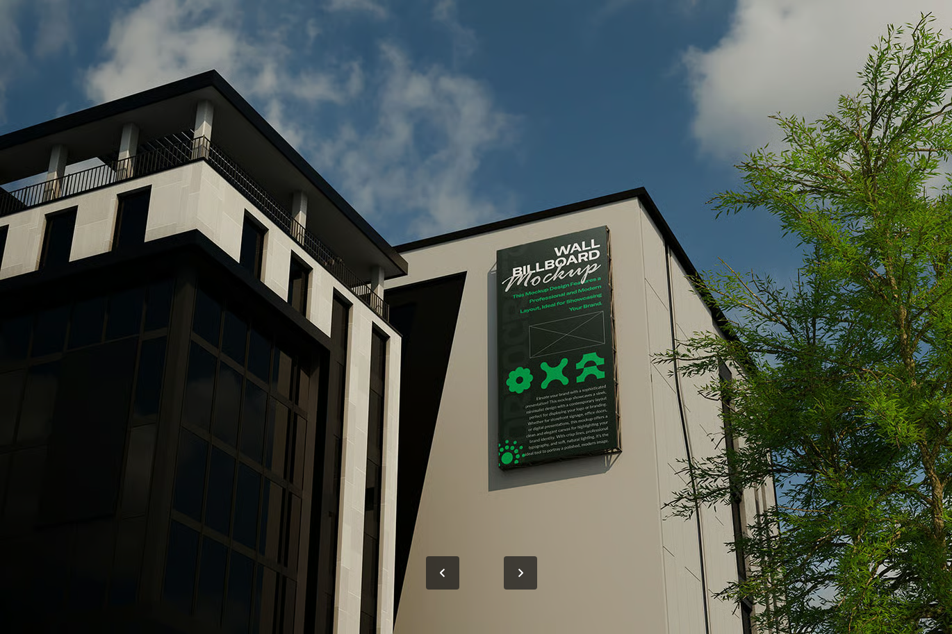 G6351 Big Billboard建筑广告牌PSD样机 Mockup高清3D立体设计素材Big Billboard Building Mockup