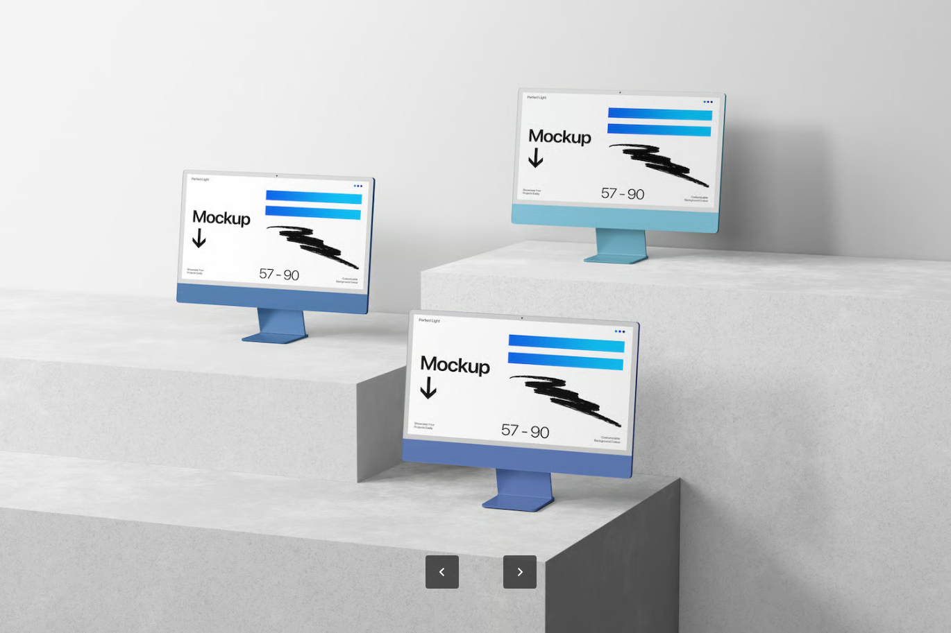 现代风电脑样机PSD分层4K高清桌面展示模板素材Modern Desktop Computer Mockup-果觅网
