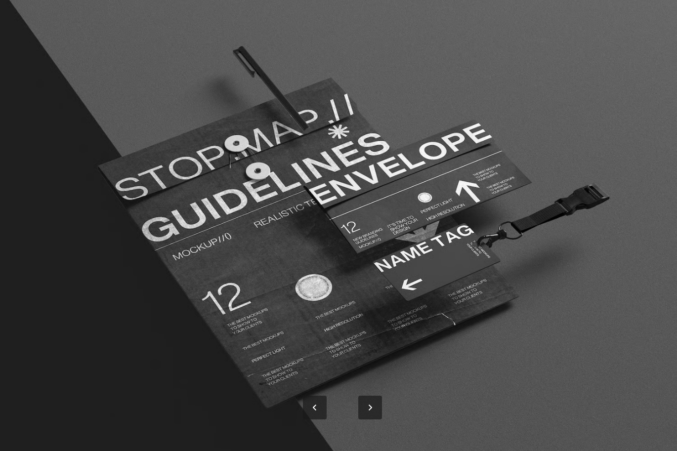 可编辑信封+名牌PSD样机分层素材 mockup智能对象设计模板300DPIEnvelope and Name Tag Mockup-果觅网