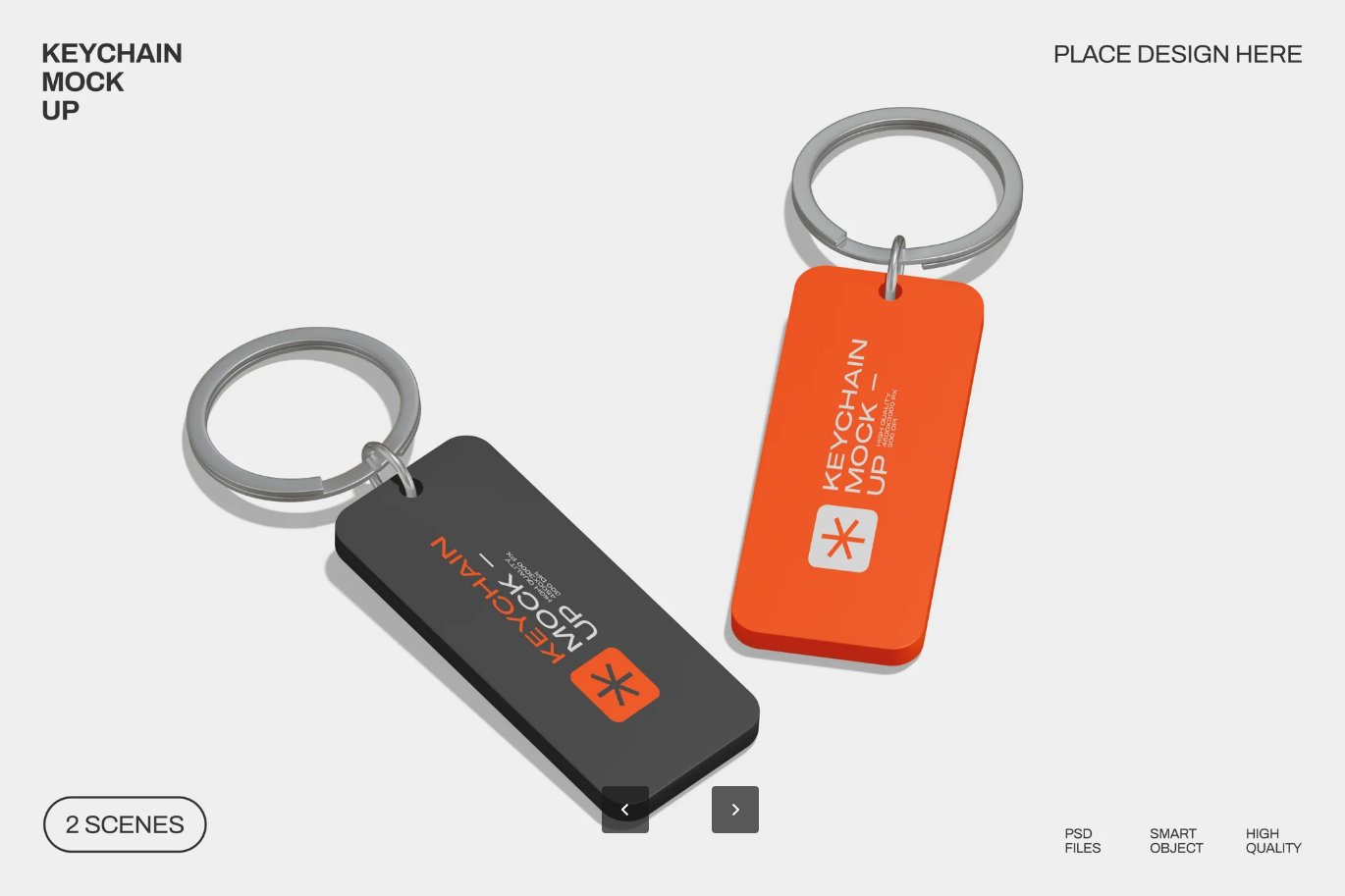 PSD分层钥匙扣样机高精度3D模型可编辑模板电商主图Keychain Mockup-果觅网