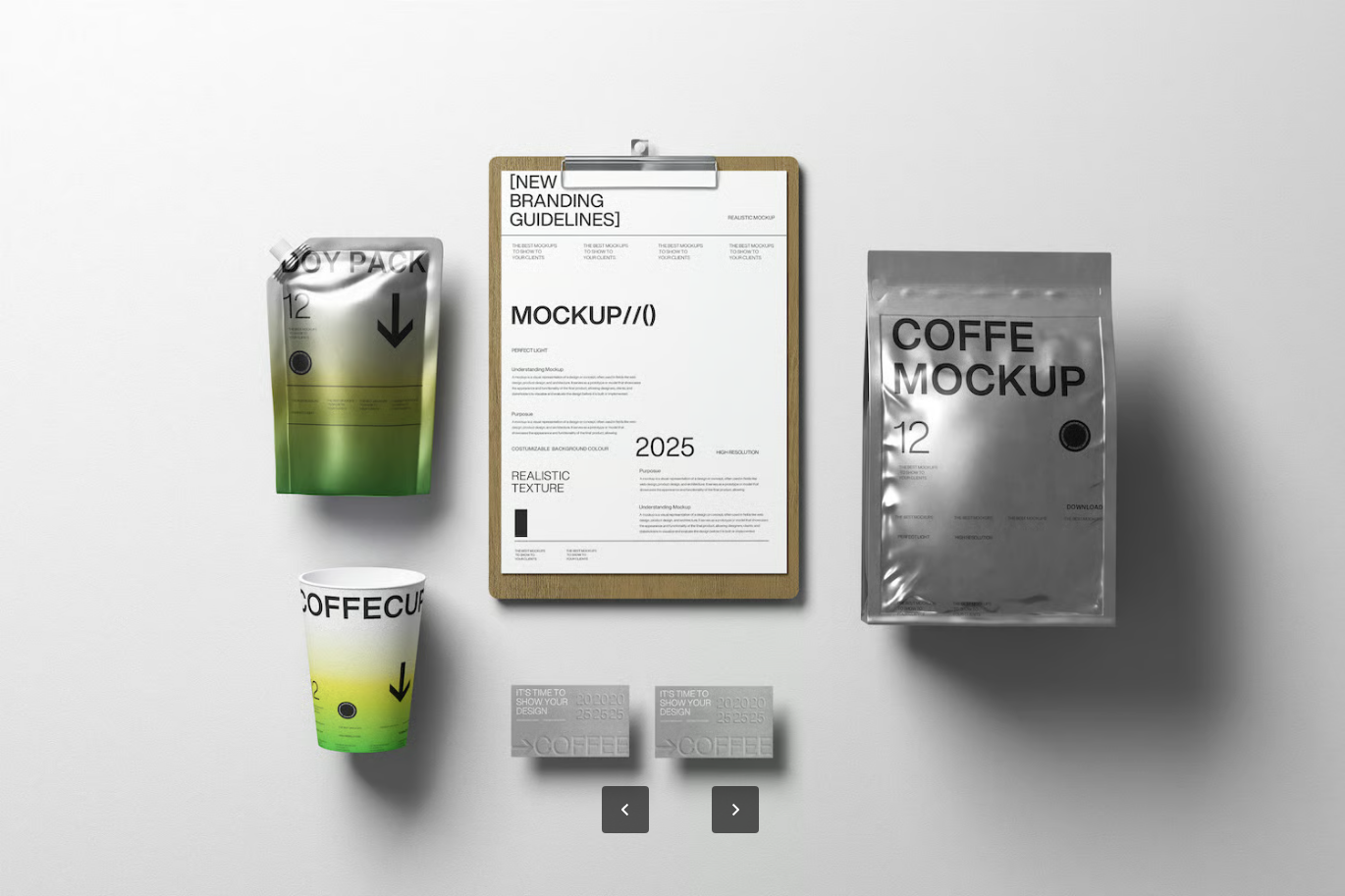 高端咖啡包装PSD样机套装 品牌VI设计3D展示可编辑模板Coffee Packaging Branding Mockup Set-果觅网