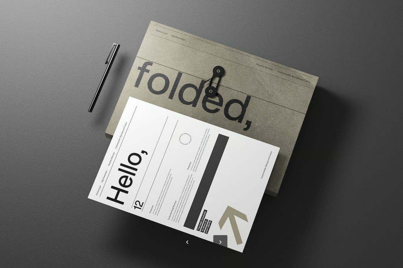 G6372 极简风文具文件夹PS样机分层PSD高端3D场景Mockup模板Minimal Stationery Folder Mockup Scene