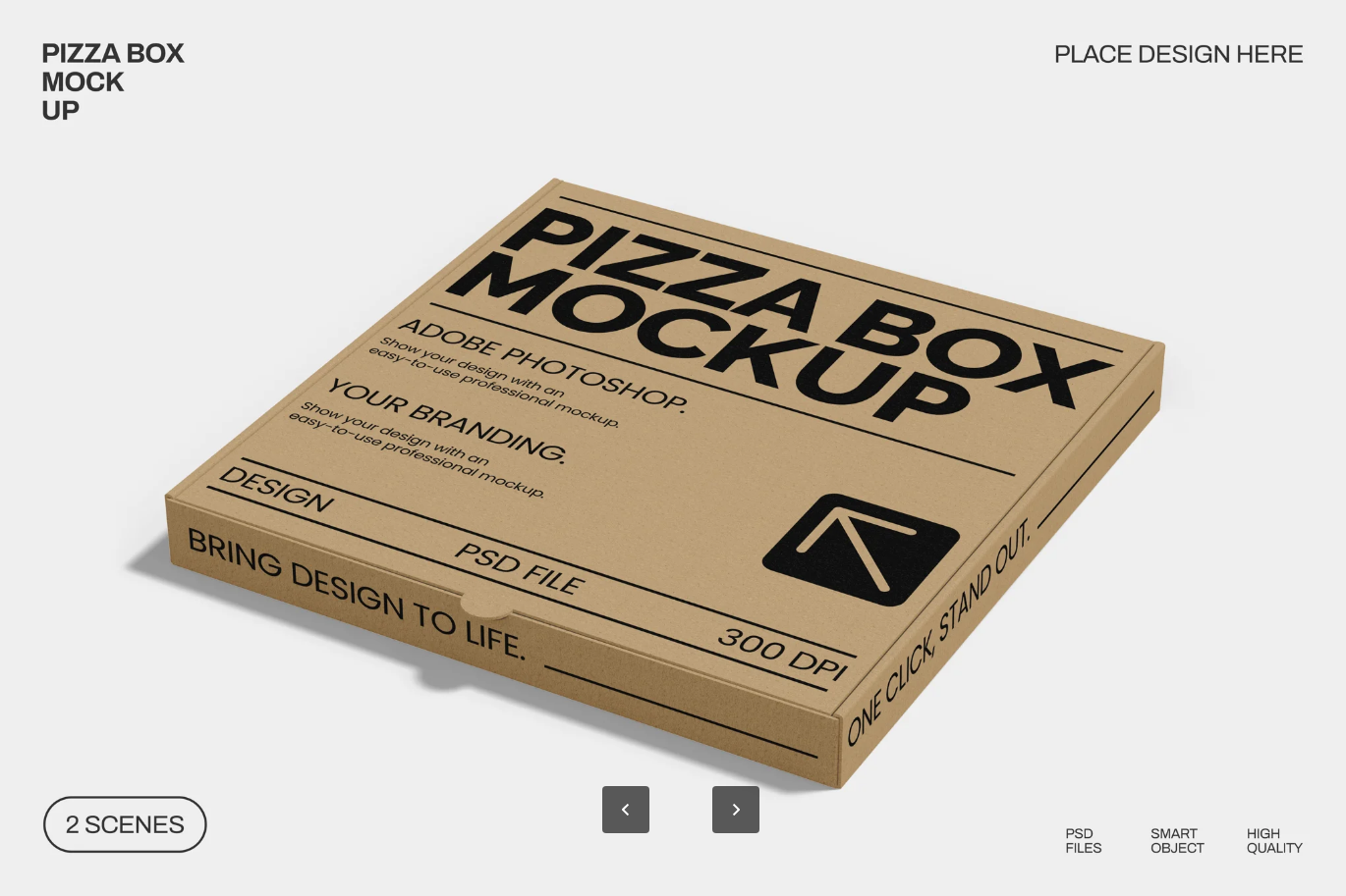 可编辑PSD分层Pizza盒3D样机 食品包装设计模板 高清外卖盒mockupPizza Box Mockup-果觅网