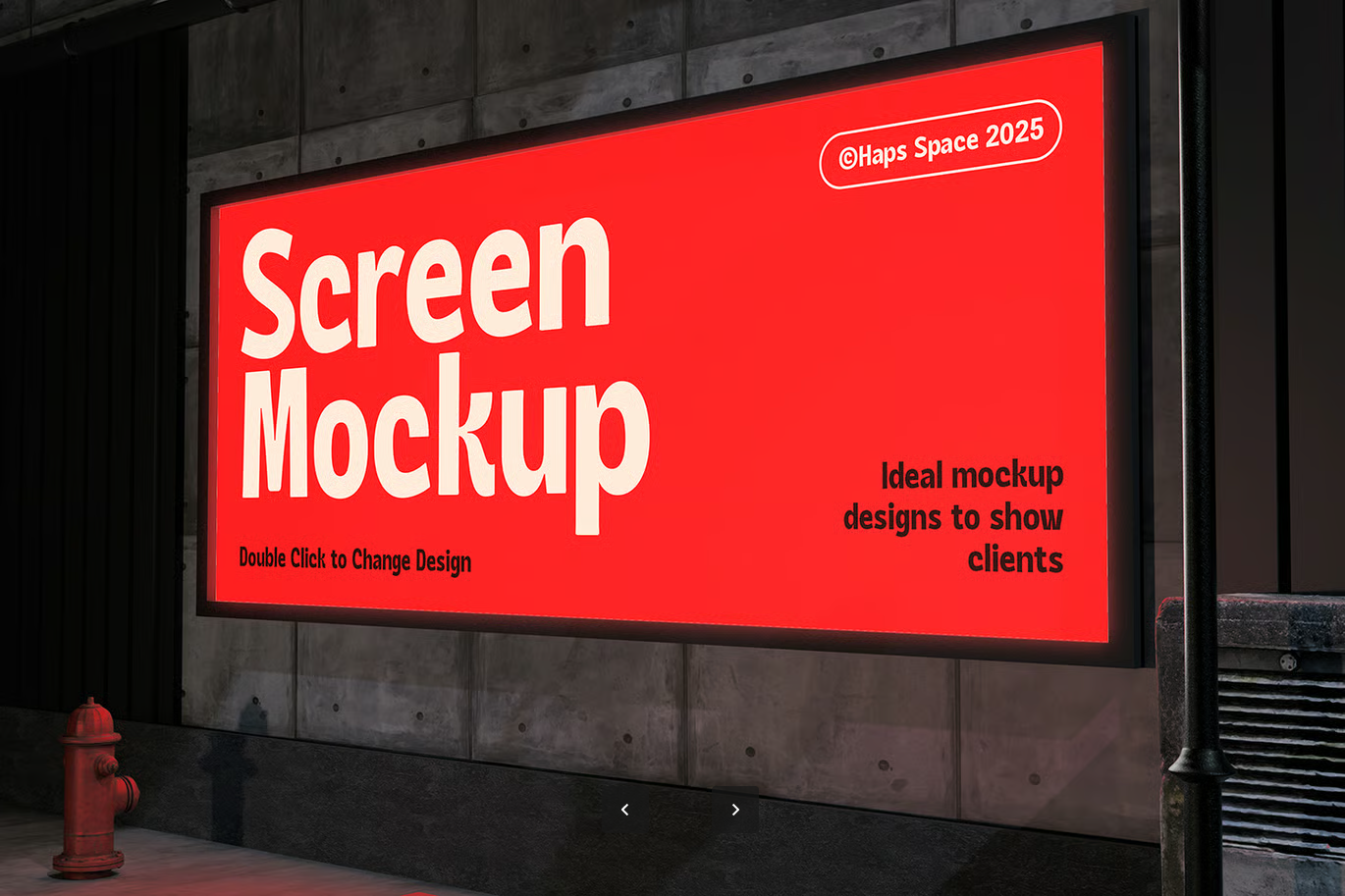 G6378 高端3D立体PS广告牌样机Mockup夜景霓虹灯发光效果分层可编辑Billboard Mockup Screen Night