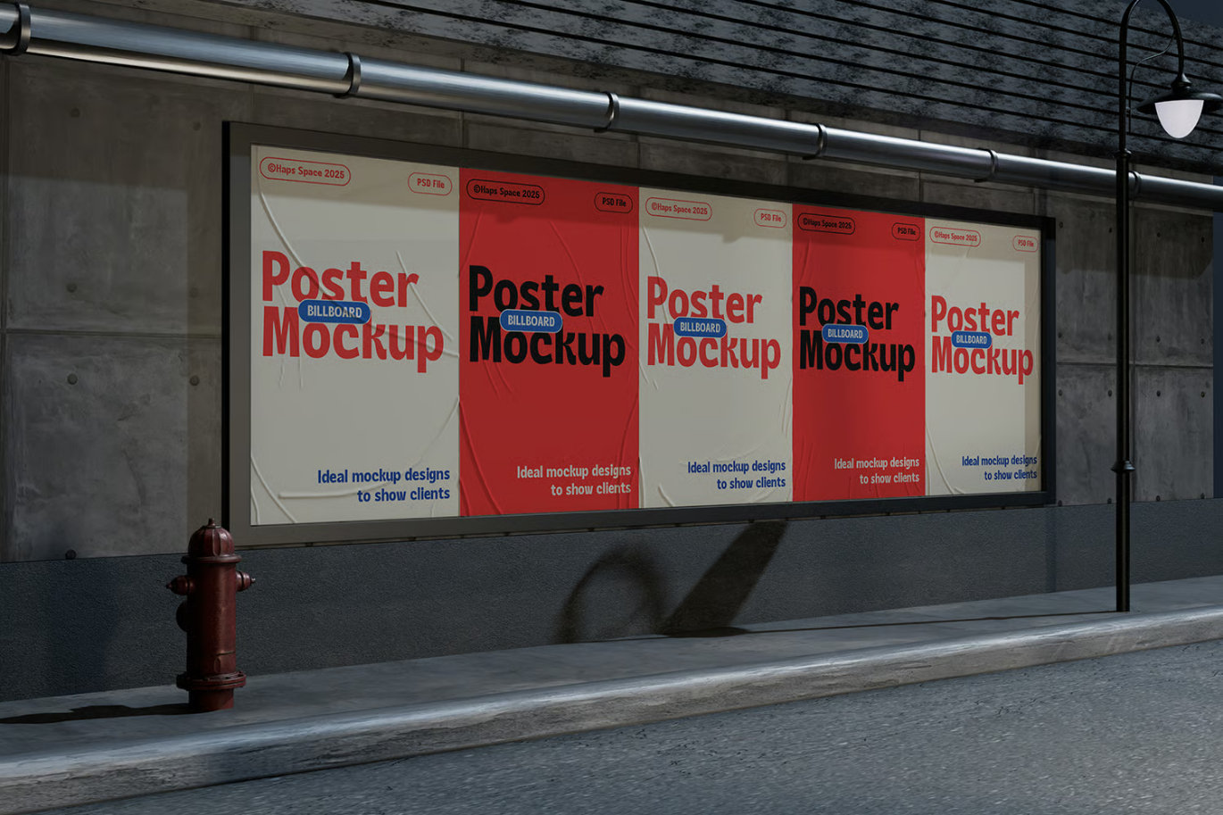 G6379 2025高端PSD分层Billboard Mockup 户外广告牌海报样机设计素材Poster Billboard Mockup