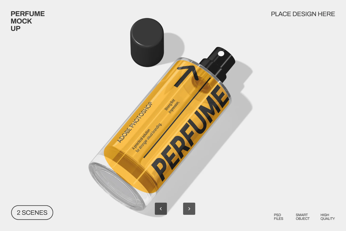 高端香水PS样机 分层可编辑文字 3D立体产品展示 PSD设计素材Perfume Mockup-果觅网