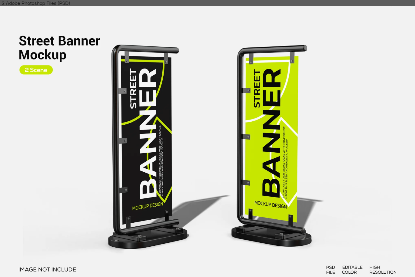 街道bannerPS样机 PSD分层广告牌设计素材街景展示模板Street Banner Mockup-果觅网