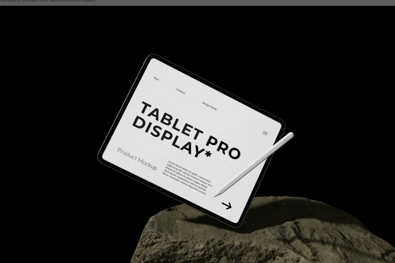 4K高清平板PSD样机素材可编辑智能对象分层文件Tablet Pro Display - Mockup-果觅网