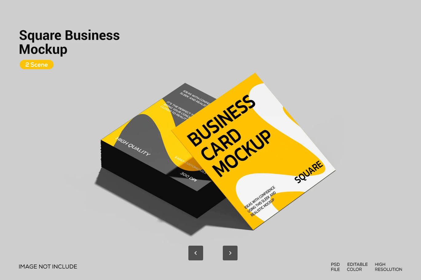 高端方形商务名片Mockup PSD分层可编辑智能对象简约风企业展示Square Business Card Mockup-果觅网