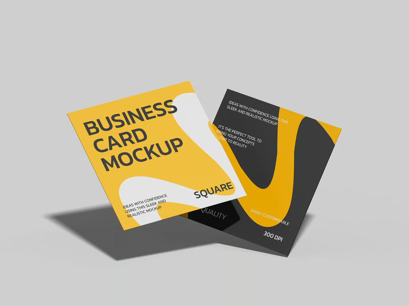 高端方形商务名片Mockup PSD分层可编辑智能对象简约风企业展示Square Business Card Mockup-果觅网