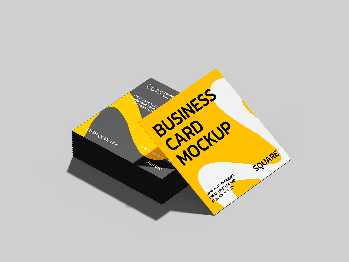G6385 高端方形商务名片Mockup PSD分层可编辑智能对象简约风企业展示Square Business Card Mockup