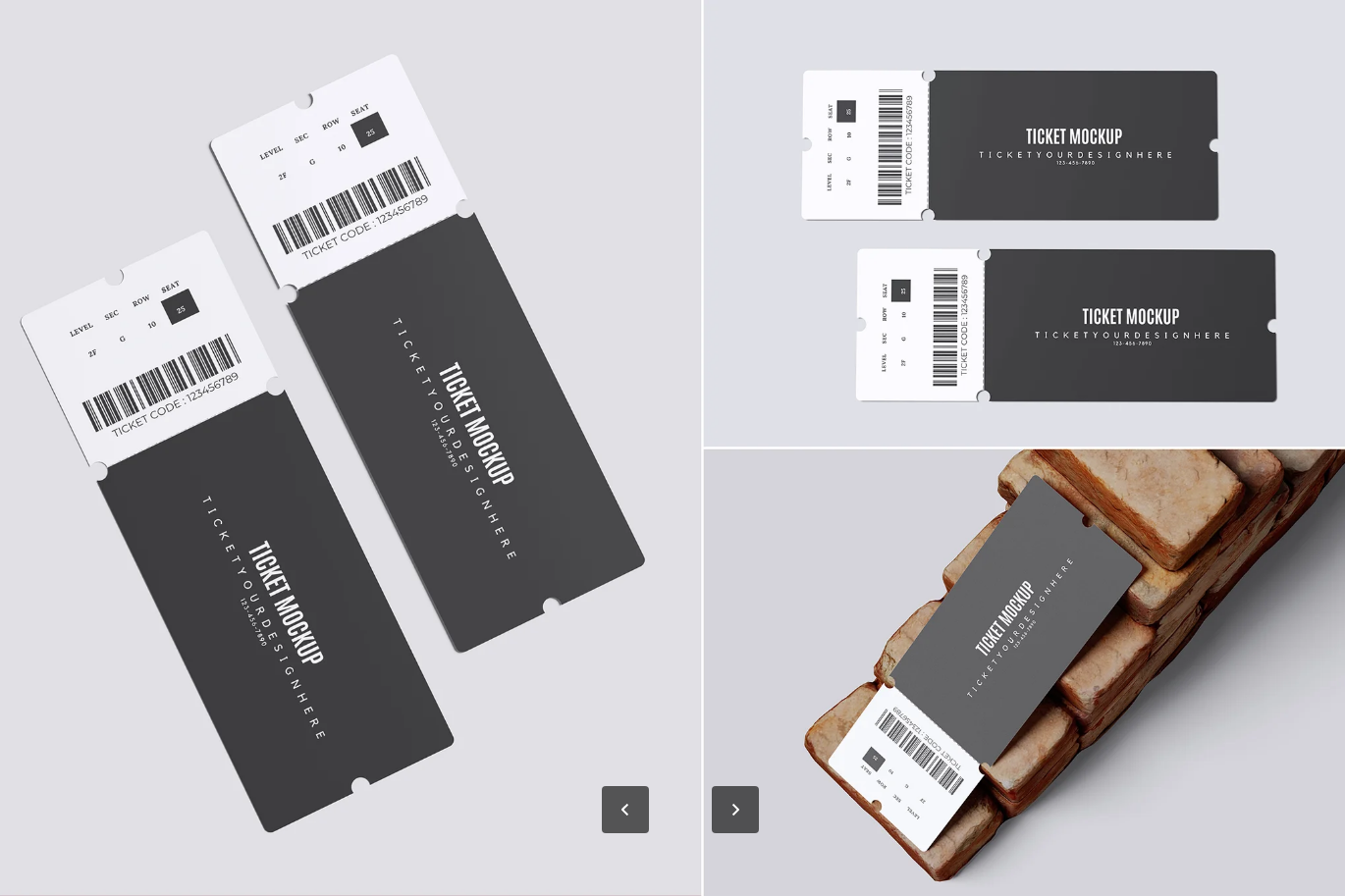 2025新款PS Ticket样机VIP门票3D立体可编辑分层PSD源文件设计师必备Ticket Mockup-果觅网