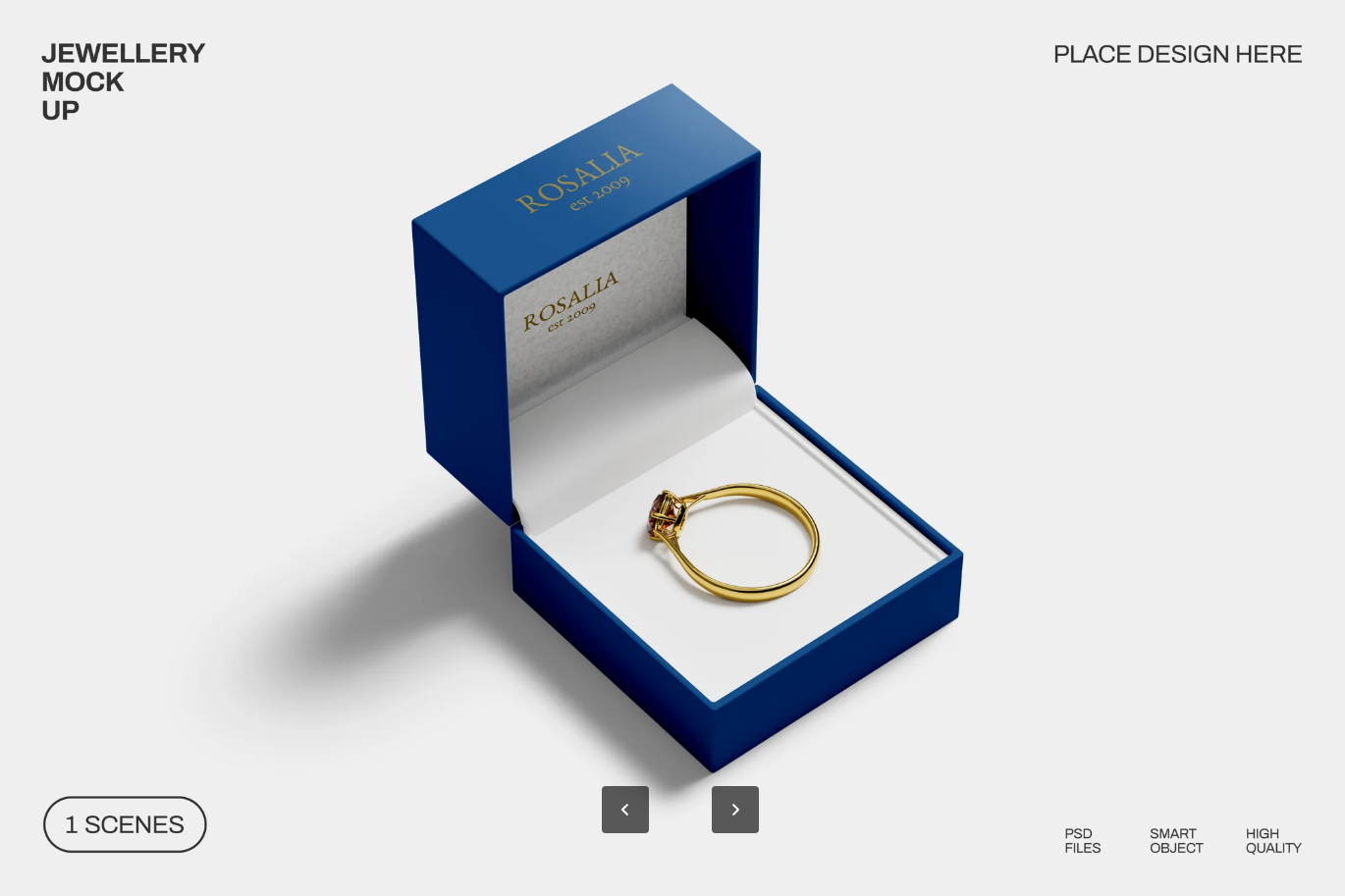 高端珠宝PSD样机分层素材首饰展示3D立体效果图设计模板Jewellery Mockup-果觅网