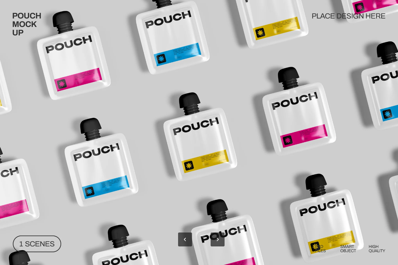 可编辑PSD分层高端包装袋样机3D立体展示ins风设计师必备Pouch Mockup-果觅网