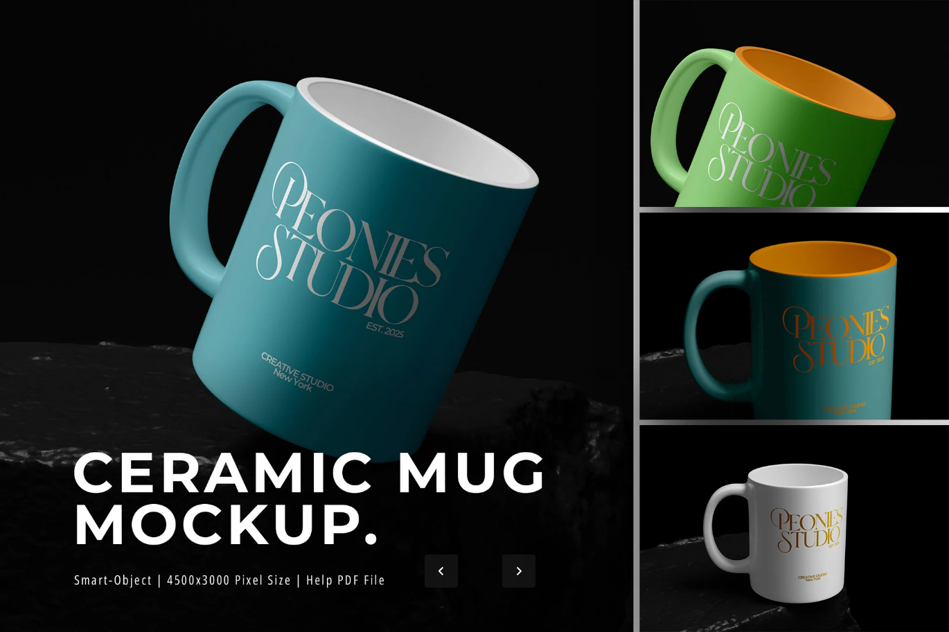 PS样机陶瓷杯ver.3免抠图多角度高分辨率3D模型素材Ceramic Mug ver.3 - Mockup-果觅网
